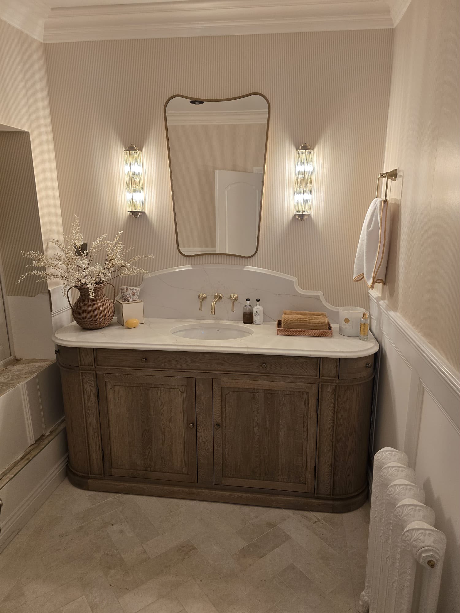 Moderna Gold Quartz bathroom vanity in Margam