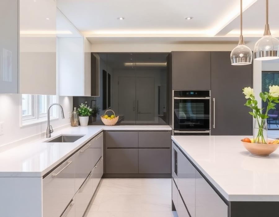 After — Calacatta quartz · Penylan kitchen