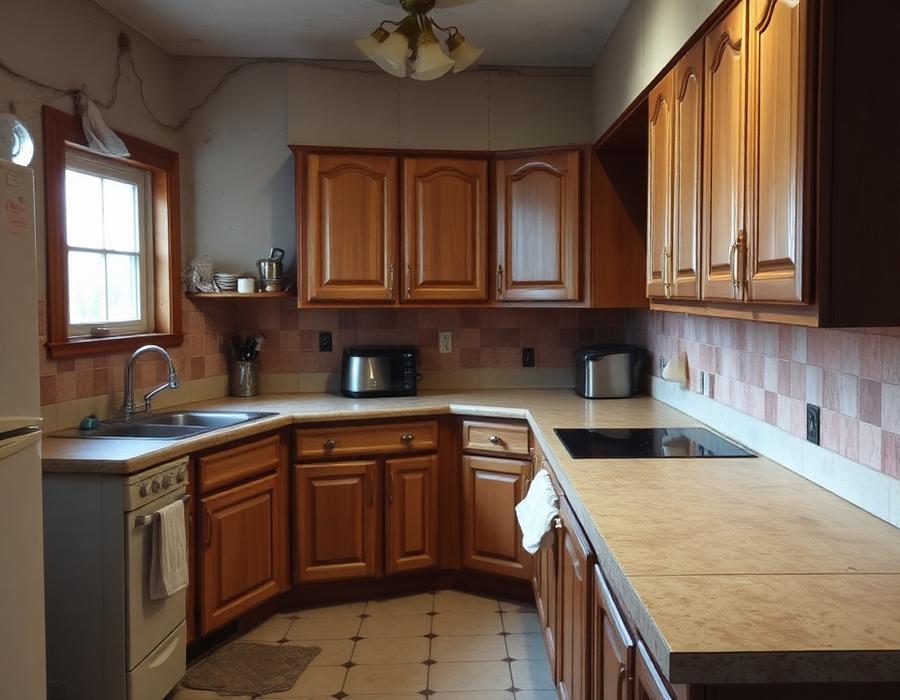 Before — Calacatta quartz · Penylan kitchen